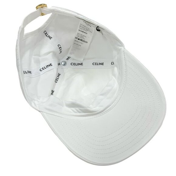 Celine Cap Hat Cotton White Navy Logo Triomphe Baseball Cap main image 5